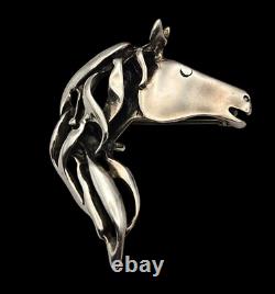 Vtg Sterling Silver Native American Horse Head Brooch & Pendant Artist Signed In