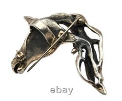 Vtg Sterling Silver Native American Horse Head Brooch & Pendant Artist Signed In