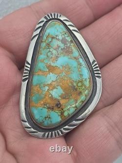 Vtg Sterling Silver Native American Turquoise Pendant Pin Brooch