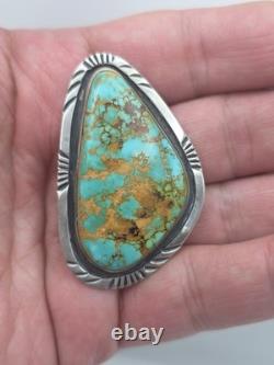 Vtg Sterling Silver Native American Turquoise Pendant Pin Brooch