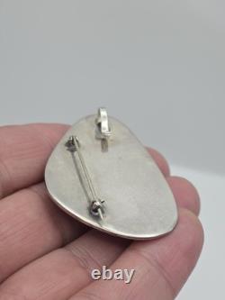 Vtg Sterling Silver Native American Turquoise Pendant Pin Brooch