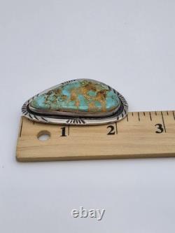 Vtg Sterling Silver Native American Turquoise Pendant Pin Brooch