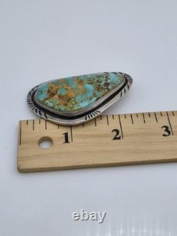 Vtg Sterling Silver Native American Turquoise Pendant Pin Brooch