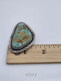 Vtg Sterling Silver Native American Turquoise Pendant Pin Brooch