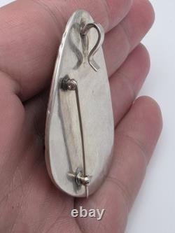 Vtg Sterling Silver Native American Turquoise Pendant Pin Brooch