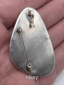 Vtg Sterling Silver Native American Turquoise Pendant Pin Brooch
