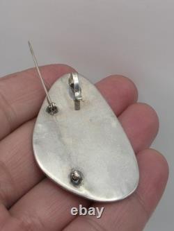 Vtg Sterling Silver Native American Turquoise Pendant Pin Brooch