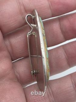 Vtg Sterling Silver Native American Turquoise Pendant Pin Brooch