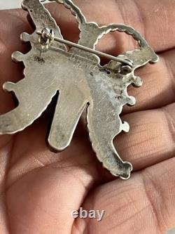 Vtg Sterling Silver Zuni W. J. Haloo Multistone Mosaic Inlay Butterfly Brooch/Pin