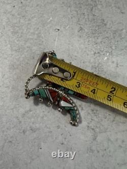 Vtg Sterling Silver Zuni W. J. Haloo Multistone Mosaic Inlay Butterfly Brooch/Pin
