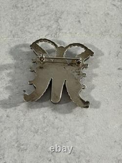 Vtg Sterling Silver Zuni W. J. Haloo Multistone Mosaic Inlay Butterfly Brooch/Pin