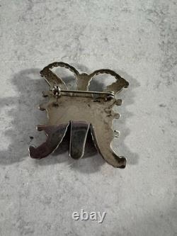 Vtg Sterling Silver Zuni W. J. Haloo Multistone Mosaic Inlay Butterfly Brooch/Pin
