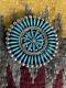 Vtg Zuni Needlepoint Pin Pendant Turquoise Sterling Silver Exquisite Quality