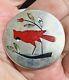 Vtg Zuni Sc Edaaki Sterling Silver Cardinal Brooch Pendant Coral Inlay Nice