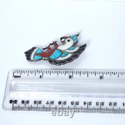 Vtg ZUNI Silver Channel Inlay Bird Parrot Brooch Pin 10.7g 2.25x1.25 1950s/60s