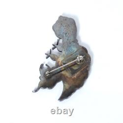 Vtg ZUNI Silver Channel Inlay Bird Parrot Brooch Pin 10.7g 2.25x1.25 1950s/60s