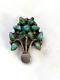 Vtg Zuni Native American Indian Sterling Petite Point Turquoise Flower Pin