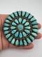 Vtg Zuni Navajo Sterling Silver Petit Point Turquoise Cluster Pin Pendant 3.5