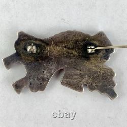Vtg Zuni Pin Brooch Rainbow Man Silver Native American Turquoise Coral Inlay