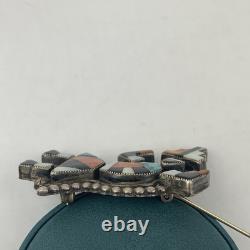 Vtg Zuni Pin Brooch Rainbow Man Silver Native American Turquoise Coral Inlay