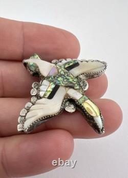 Vtg Zuni Sterling Silver Carved Multi Gemstone Inlay Mallard Duck Pin Brooch