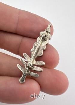 Vtg Zuni Sterling Silver Needle Point Turquoise Corn Stalk Pin Pendant 1 5/8