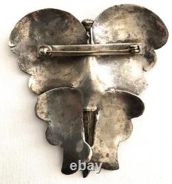 VtgNative American Navajo Sterling Silver Turquoise Butterfly Brooch 3- 47.3 g