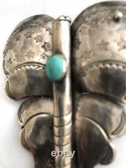 VtgNative American Navajo Sterling Silver Turquoise Butterfly Brooch 3- 47.3 g