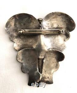 VtgNative American Navajo Sterling Silver Turquoise Butterfly Brooch 3- 47.3 g