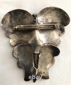 VtgNative American Navajo Sterling Silver Turquoise Butterfly Brooch 3- 47.3 g