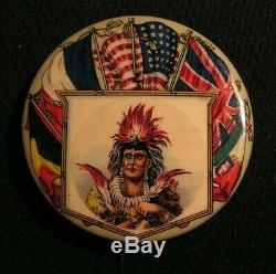 WWI 1 3/4 ALLIES FLAG IORM IMPROVED ORDER OF RED MEN PIN Native American Indian