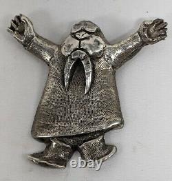 Walking Wally Aleut Sterling Silver Pin Pendant Bill Prokopiof