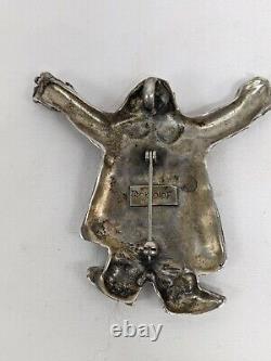 Walking Wally Aleut Sterling Silver Pin Pendant Bill Prokopiof