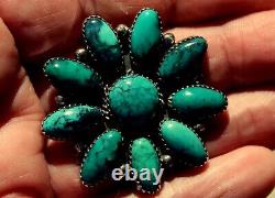 William Anderson Navajo Sterling Silver & Gorgeous Turquoise Stones Brooch Pin