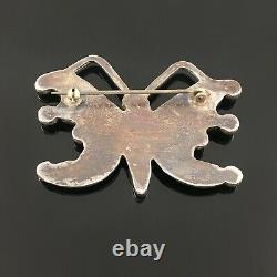 Winnie Wallace Native American Zuni Silver Stone Inlay Butterfly Pin Brooch