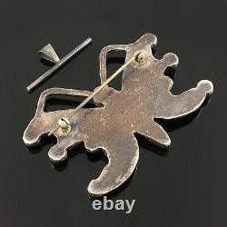 Winnie Wallace Native American Zuni Silver Stone Inlay Butterfly Pin Brooch