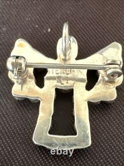 Womens Red Gilson Opal Navajo Sterling Silver Butterfly Angel Pin Pendant 18157