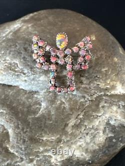 Womens Red Gilson Opal Navajo Sterling Silver Butterfly Angel Pin Pendant 18157