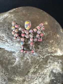 Womens Red Gilson Opal Navajo Sterling Silver Butterfly Angel Pin Pendant 18157