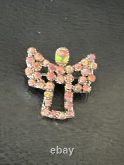 Womens Red Gilson Opal Navajo Sterling Silver Butterfly Angel Pin Pendant 18157