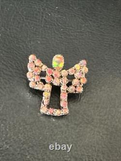 Womens Red Gilson Opal Navajo Sterling Silver Butterfly Angel Pin Pendant 18157