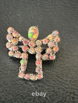 Womens Red Gilson Opal Navajo Sterling Silver Butterfly Angel Pin Pendant 18157