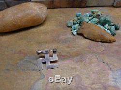 Wonderful Navajo Sterling Whirling Log Turquoise Brooch Pin Native Old Pawn Era