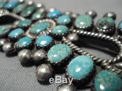 Wonderful Vintage Navajo Green Turquoise Blue Sterling Silver Pin Old