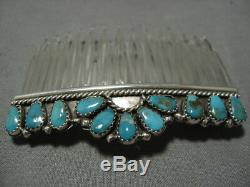 Wonderful Vintage Navajo Native American Sterling Silver Royston Turquoise Comb