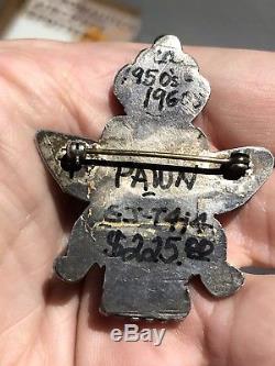 Wow! Old Pawn Zuni Silver Multi Stone Inlay Knifewing Brooch Pin
