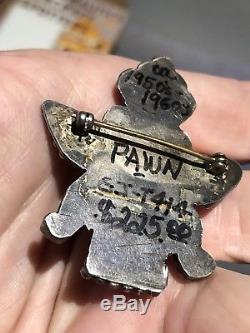 Wow! Old Pawn Zuni Silver Multi Stone Inlay Knifewing Brooch Pin
