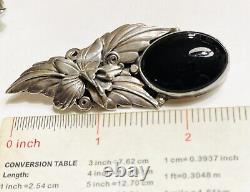 Wow! Vtg Big Native American Sterling Silver 925 Onyx Brooch Unknown Hallmark