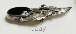 Wow! Vtg Big Native American Sterling Silver 925 Onyx Brooch Unknown Hallmark