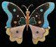 Xl Large Zuni Sterling Silver Turquoise Shell Jet Butterfly Pin Pendant